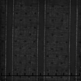 Tissu coton plumetis et bandes brodées noir - pretty mercerie - mercerie ne ligne