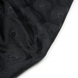 Tissu jacquard queue de paon noir et fil lurex noir - pretty mercerie - mercerie en ligne