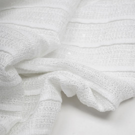 Tissu tweed blanc cassé et fil lurex argenté - pretty mercerie - mercerie en ligne