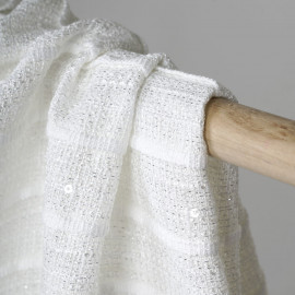 Tissu Jacquard Jardin d'hiver Blanc
