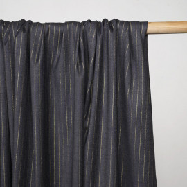 Tissu flanelle gris anthracite à motif rayure fil lurex or  - pretty mercerie - mercerie en ligne