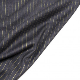 Tissu flanelle gris anthracite à motif rayure fil lurex or  - pretty mercerie - mercerie en ligne