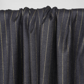 Tissu flanelle gris anthracite à motif rayure fil lurex or  - pretty mercerie - mercerie en ligne
