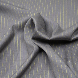 Tissu flanelle gris à motif rayure fil lurex or  - pretty mercerie - mercerie en ligne