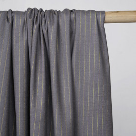 Tissu flanelle gris à motif rayure fil lurex or  - pretty mercerie - mercerie en ligne