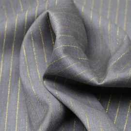 Tissu flanelle gris à motif rayure fil lurex or  - pretty mercerie - mercerie en ligne
