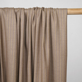 Tissu flanelle beige à motif rayure fil lurex or - pretty mercerie - mercerie en ligne