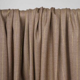 Tissu flanelle beige à motif rayure fil lurex or - pretty mercerie - mercerie en ligne