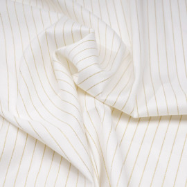 Tissu flanelle blanc cassé à motif rayure fil lurex or - pretty mercerie - mercerie en ligne