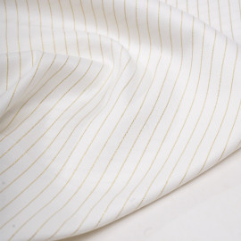 Tissu flanelle blanc cassé à motif rayure fil lurex or - pretty mercerie - mercerie en ligne