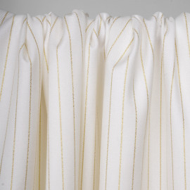 Tissu flanelle blanc cassé à motif rayure fil lurex or - pretty mercerie - mercerie en ligne