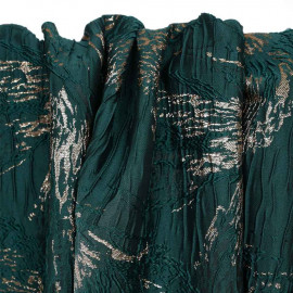 Tissu jacquard vert abstrait et fil lurex or - pretty mercerie - mercerie en ligne