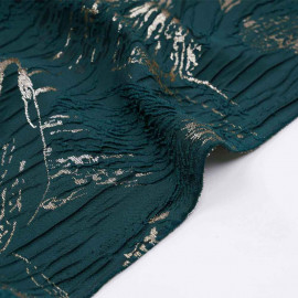 Tissu jacquard vert abstrait et fil lurex or - pretty mercerie - mercerie en ligne