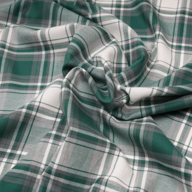 Tissu flanelle tissé à carreaux blanc cassé, vert et gris  - pretty mercerie - mercerie en ligne