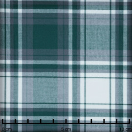 Tissu flanelle tissé à carreaux blanc cassé, vert et gris  - pretty mercerie - mercerie en ligne