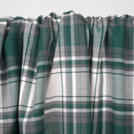 Tissu flanelle tissé à carreaux blanc cassé, vert et gris  - pretty mercerie - mercerie en ligne