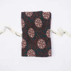 Tissu viscose vert foncé à motif fleuri brique  - pretty mercerie - mercerie en ligne