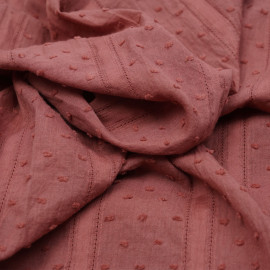 Tissu coton plumetis et bandes brodées rose vieilli  - pretty mercerie - mercerie en ligne