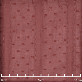 Tissu coton plumetis et bandes brodées rose vieilli  - pretty mercerie - mercerie en ligne