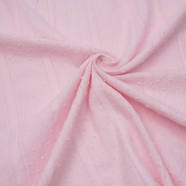 Tissu coton plumetis et bandes brodées rose pâle - pretty mercerie - mercerie en ligne