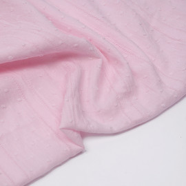 Tissu coton plumetis et bandes brodées rose pâle - pretty mercerie - mercerie en ligne