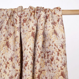 Tissu jacquard vanille à motif abstrait argile et fil lurex or - Pretty mercerie - mercerie en ligne