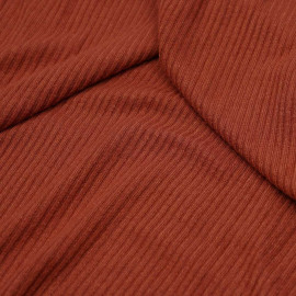 Tissu maille jersey bambou côtelé ginger spice  - pretty mercerie - mercerie en ligne