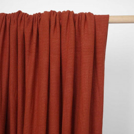 Tissu maille jersey bambou côtelé ginger spice  - pretty mercerie - mercerie en ligne