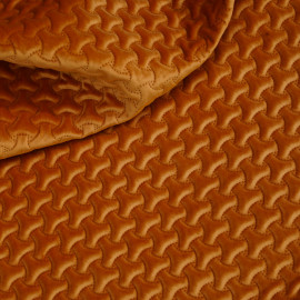 Tissu matelassé velours burnt orange à motif graphique - pretty mercerie - mercerie en ligne