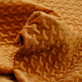 Tissu matelassé velours burnt orange à motif graphique - pretty mercerie - mercerie en ligne