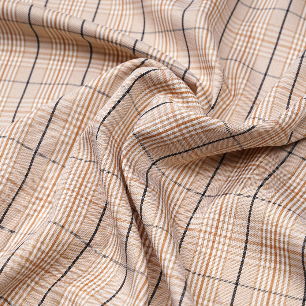 Tissu Prince de Galles amber gold et noir  - pretty mercerie - mercerie en ligne
