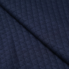 Tissu matelassé bleu indigo à motif graphique - Pretty mercerie - mercerie en ligne