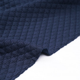 Tissu matelassé bleu indigo à motif graphique - Pretty mercerie - mercerie en ligne