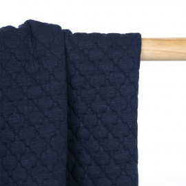 Tissu matelassé bleu indigo à motif graphique - Pretty mercerie - mercerie en ligne