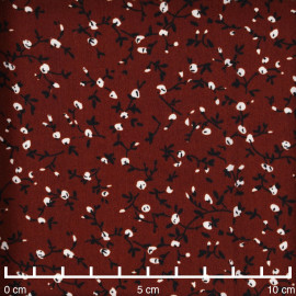 Tissu henna à motif fleuri noir et blanc - Pretty mercerie - mercerie en ligne
