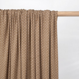 Tissu jersey praline à motifs petits pois blanc - pretty mercerie - mercerie en ligne