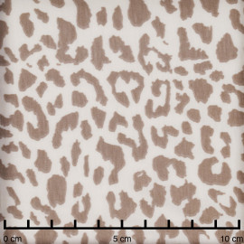 Tissu jersey chocolat blanc à motifs léopard beige - pretty mercerie - mercerie en ligne