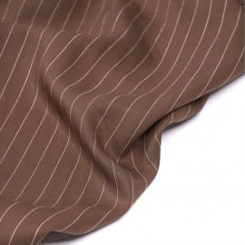 Tissu tencel sergé noisette à motif rayures pointillés blanches - pretty mercerie - mercerie en ligne