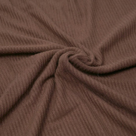 Tissu maille jersey bambou côtelé chocolat - pretty mercerie - mercerie en ligne