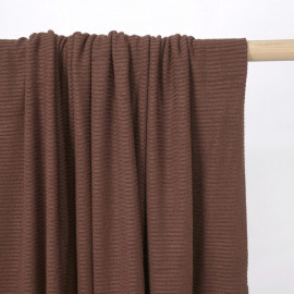 Tissu maille jersey bambou côtelé chocolat - pretty mercerie - mercerie en ligne