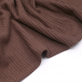Tissu maille jersey bambou côtelé chocolat - pretty mercerie - mercerie en ligne
