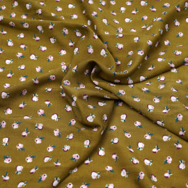 Tissu viscose tapenade à motif petites fleurs roses et violettes  - pretty mercerie - mercerie en ligne