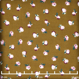 Tissu viscose tapenade à motif petites fleurs roses et violettes  - pretty mercerie - mercerie en ligne