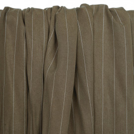 Tissu tencel sergé olive à motif rayures pointillés blanches - pretty mercerie - mercerie en lign