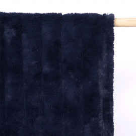 Tissu fausse fourrure bleu éclipse à rayures verticales  - pretty mercerie - mercerie en ligne