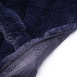 Tissu fausse fourrure bleu éclipse à rayures verticales  - pretty mercerie - mercerie en ligne