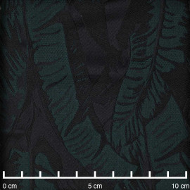 Tissu jacquard noir à motif feuilles vertes et noires  - pretty mercerie - mercerie en ligne