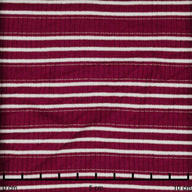 Tissu jersey viscose côtelé et rayé beaujolais, blanc et fil lurex or - pretty mercerie - mercerie en ligne
