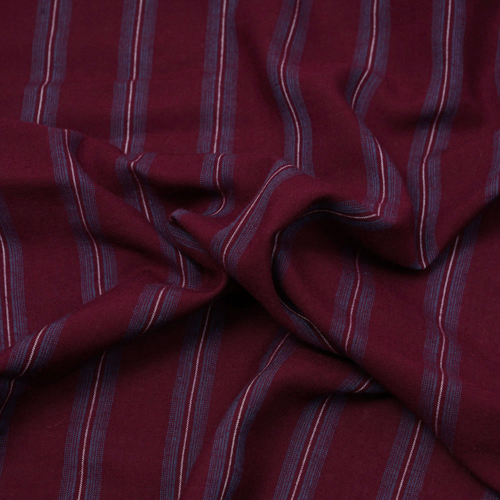 Tissu viscose rhododendron à motif rayé bleu ciel et blanc - pretty mercerie - mercerie en ligne