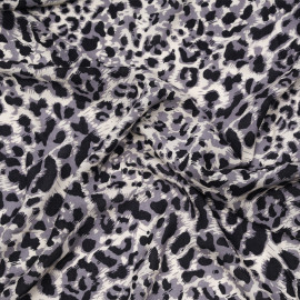 Tissu viscose crème à motif léopard gris et noir - pretty mercerie - mercerie en ligne